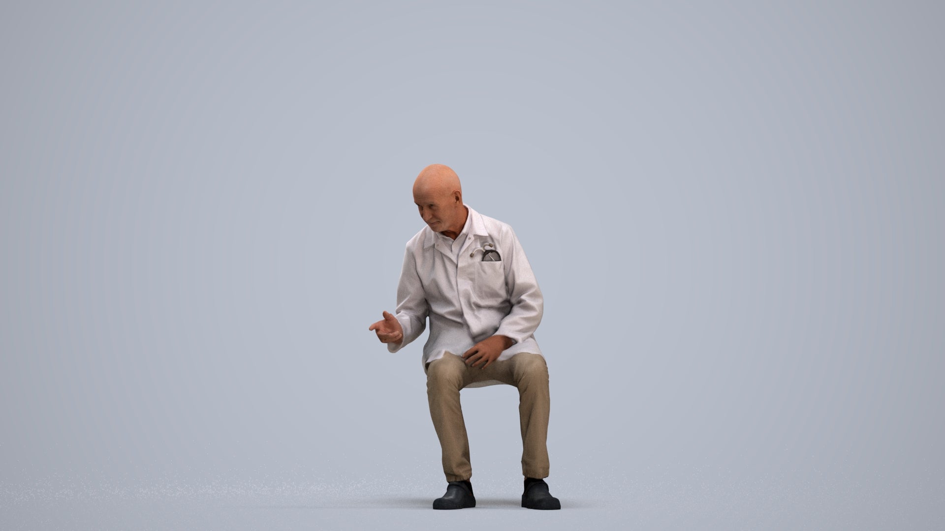 realistic 3D senior man medical, scanned archviz people for Blender and 3ds Max, standing pose render