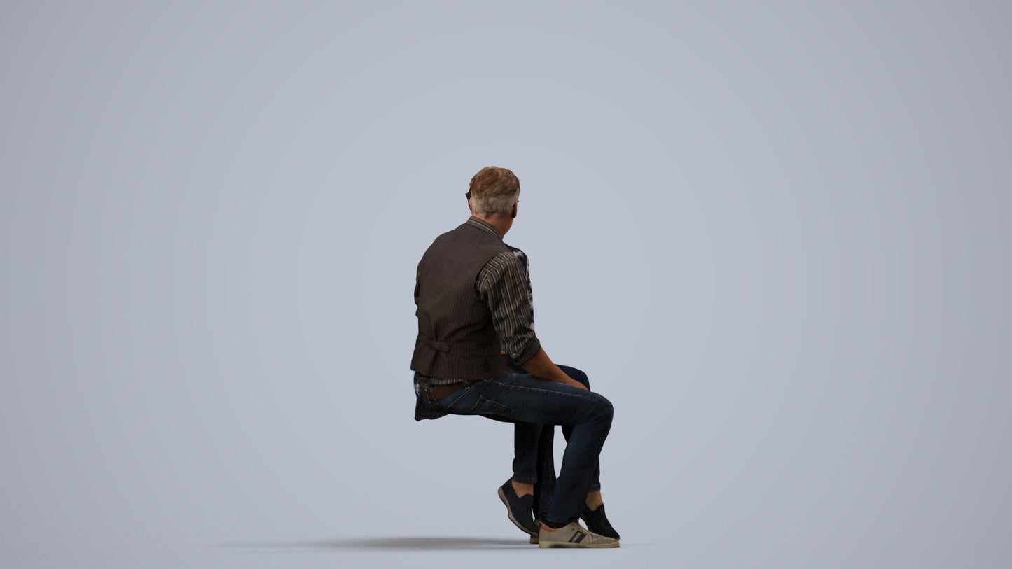 realistic 3D human woman casual couple, archviz people FBX OBJ for Blender, side view render