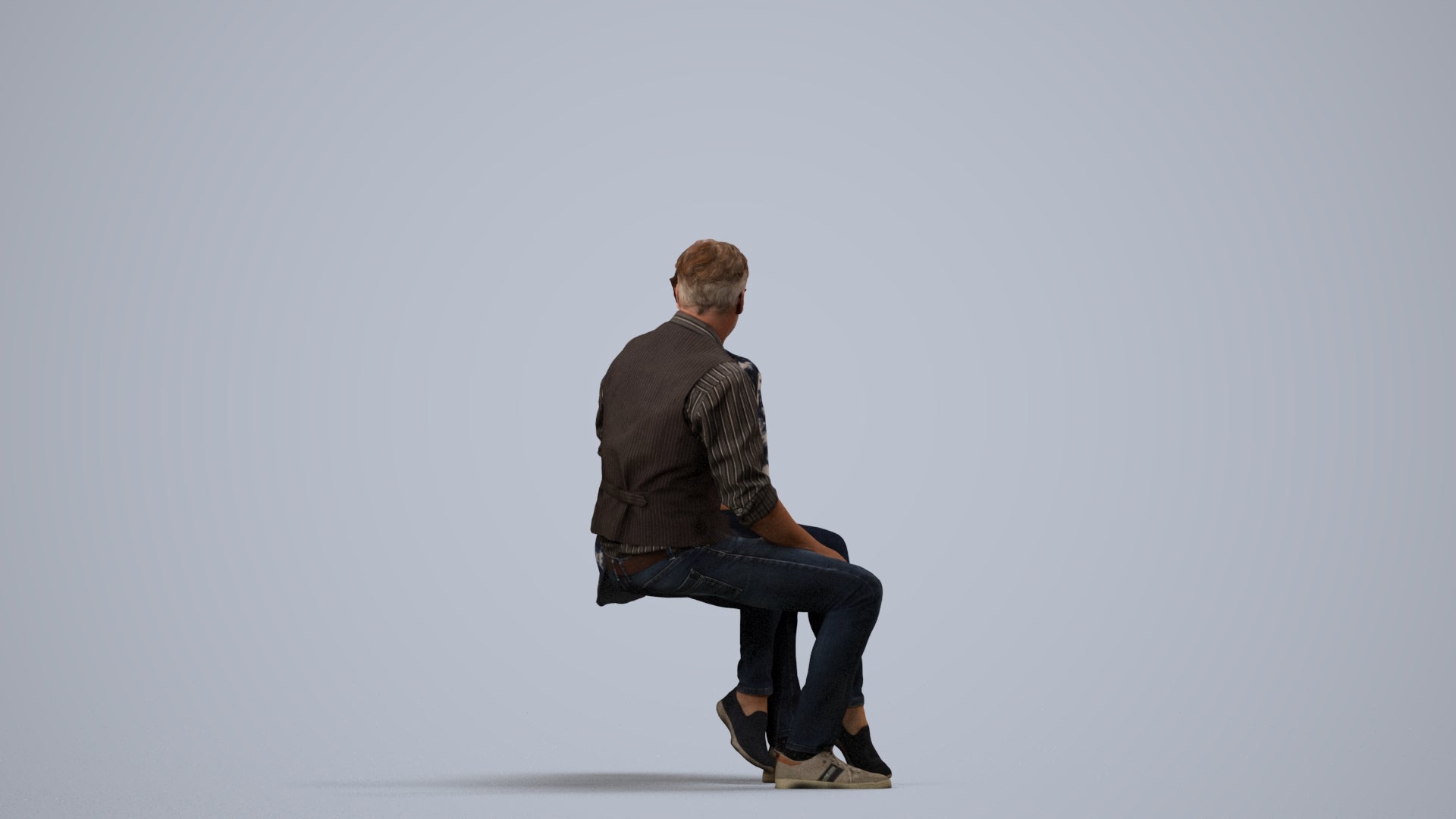 realistic 3D human woman casual couple, archviz people FBX OBJ for Blender, side view render