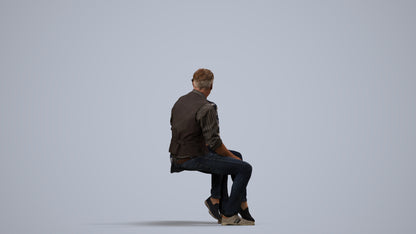 realistic 3D human woman casual couple, archviz people FBX OBJ for Blender, side view render