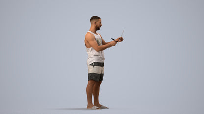 realistic 3D people man standing, render-ready for V-Ray and Corona, FBX OBJ, side view render