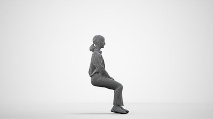 realistic 3D human girl kids, archviz people FBX OBJ for Blender, wireframe side view