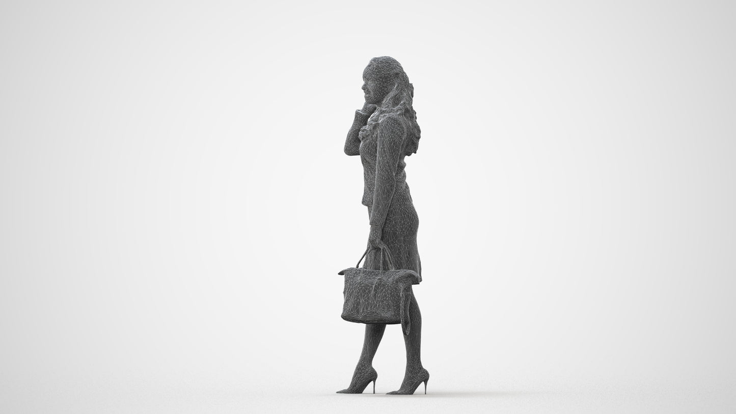 3D scanned woman standing business, photorealistic archviz people for Enscape and SketchUp, square thumbnail