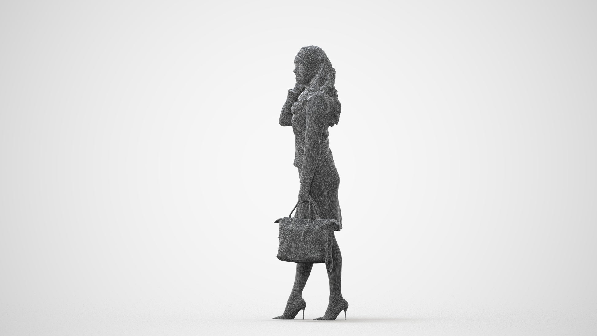 3D scanned woman standing business, photorealistic archviz people for Enscape and SketchUp, square thumbnail