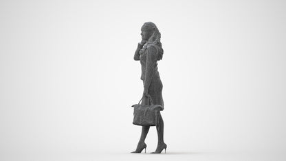 3D scanned woman standing business, photorealistic archviz people for Enscape and SketchUp, square thumbnail