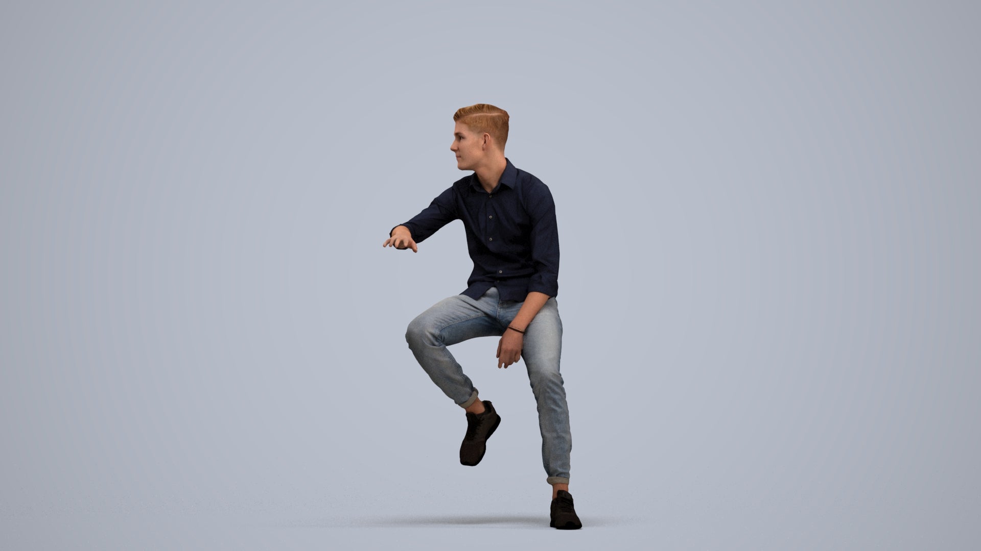 realistic 3D people man casual sitting, render-ready for V-Ray and Corona, FBX OBJ, standing pose render