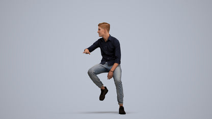 realistic 3D people man casual sitting, render-ready for V-Ray and Corona, FBX OBJ, standing pose render