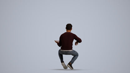 3D people model man casual sitting, scanned human for 3ds Max rendering, front view render