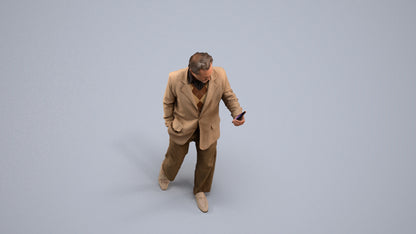 realistic 3D human man business walking, archviz people FBX OBJ for Blender, back view render