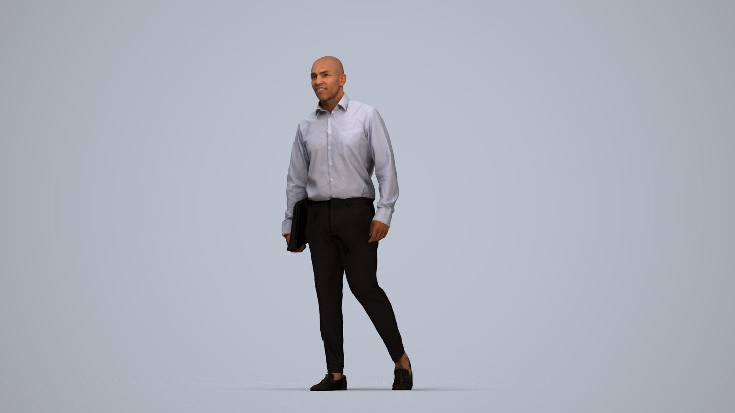 3D scanned man business, photorealistic archviz people for Enscape and SketchUp, top-down view render