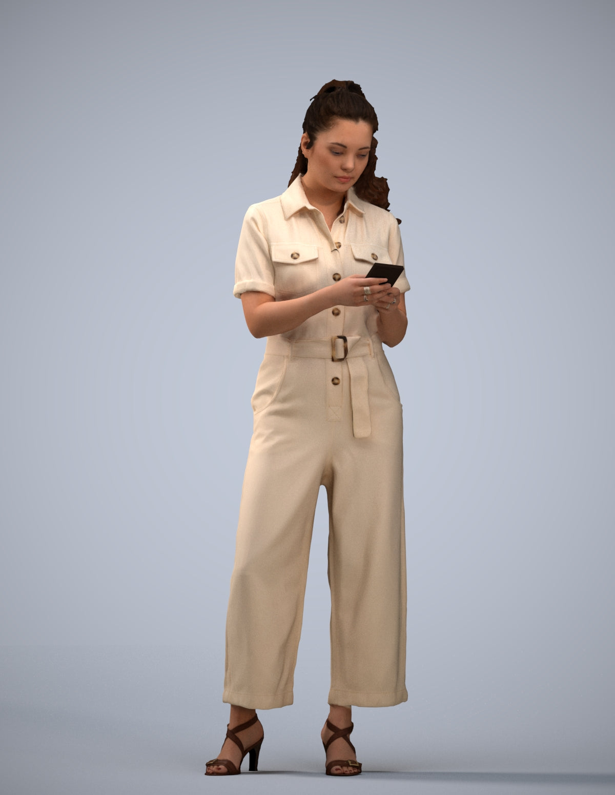 3D people model woman formal standing, scanned human for 3ds Max rendering