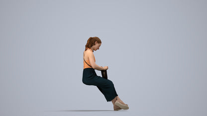 photogrammetry 3D girl casual kids, realistic human model archviz FBX, side view render