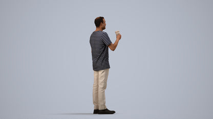realistic 3D people man casual standing, render-ready for V-Ray and Corona, FBX OBJ, side view render