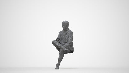 photogrammetry 3D man casual mix, realistic human model archviz FBX, wireframe three-quarter view