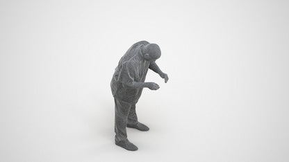 3D people model man hospitality, scanned human for 3ds Max rendering, wireframe three-quarter view