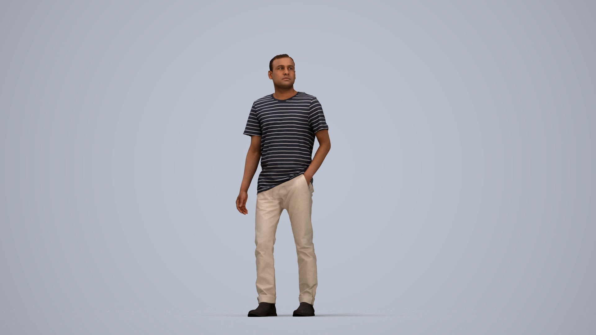 scanned 3D man casual walking, photogrammetry people for Enscape and V-Ray, top-down view render