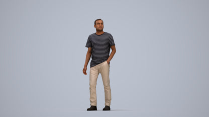 scanned 3D man casual walking, photogrammetry people for Enscape and V-Ray, top-down view render