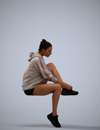 3D people model woman casual sitting, scanned human for 3ds Max rendering