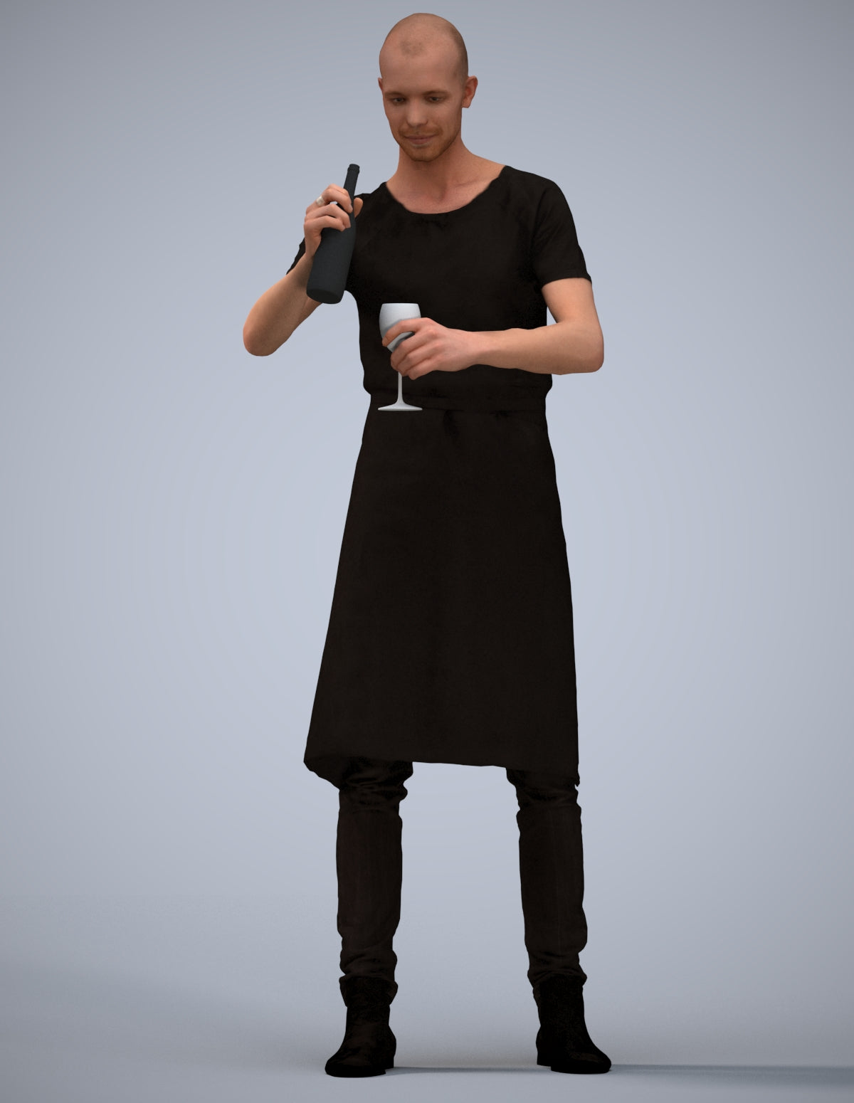 realistic 3D man hospitality, scanned archviz people for Blender and 3ds Max