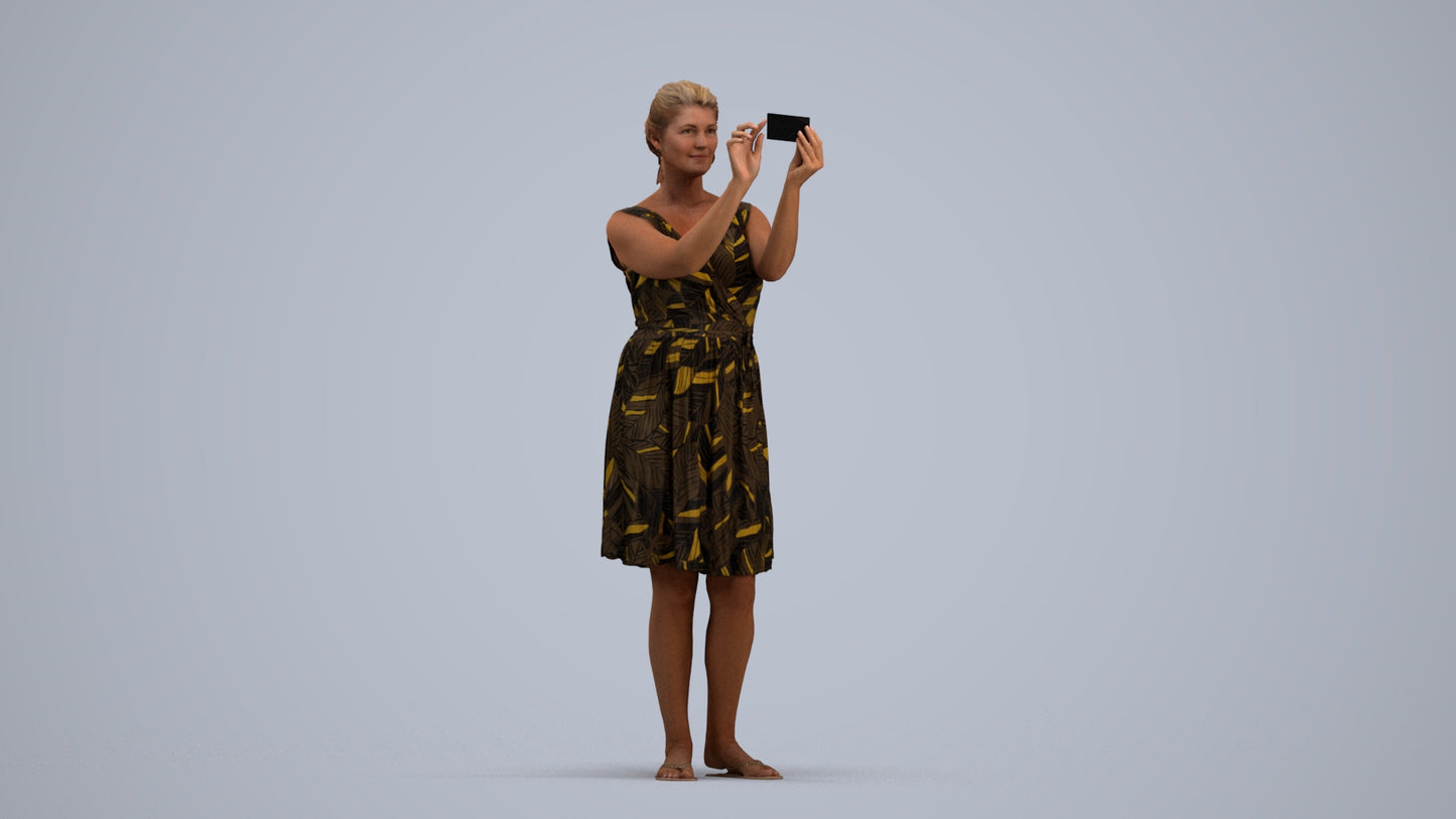 realistic 3D people woman casual standing, render-ready for V-Ray and Corona, FBX OBJ, standing pose render