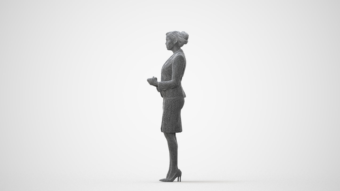 3D scanned woman standing, photorealistic archviz people for Enscape and SketchUp, square thumbnail