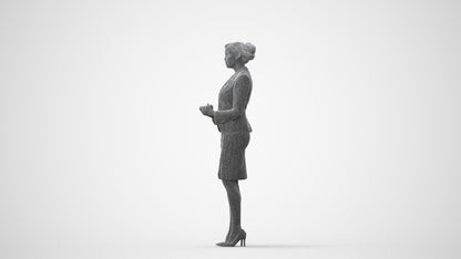 3D scanned woman standing, photorealistic archviz people for Enscape and SketchUp, square thumbnail
