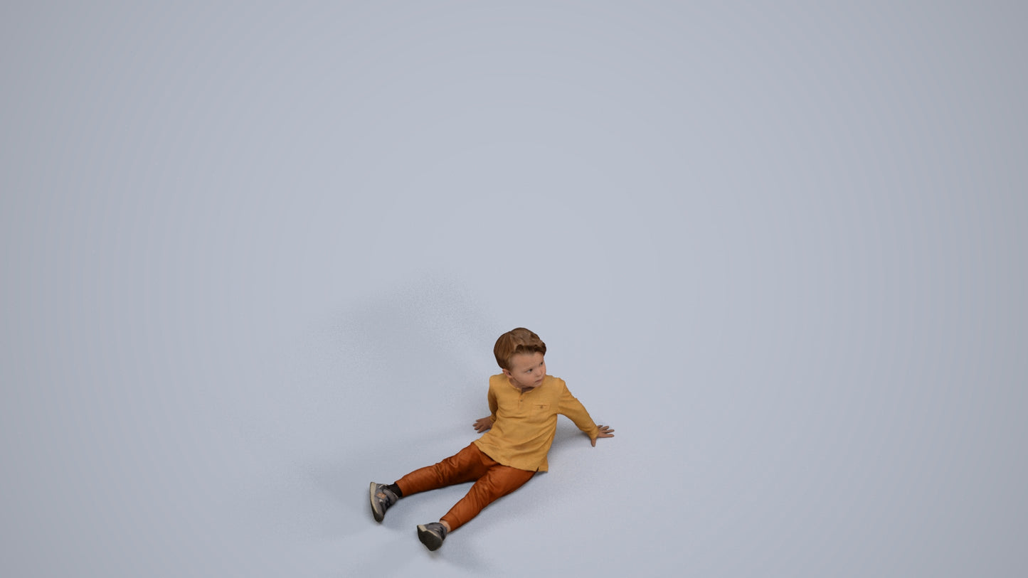 realistic 3D boy casual kids, scanned archviz people for Blender and 3ds Max, back view render