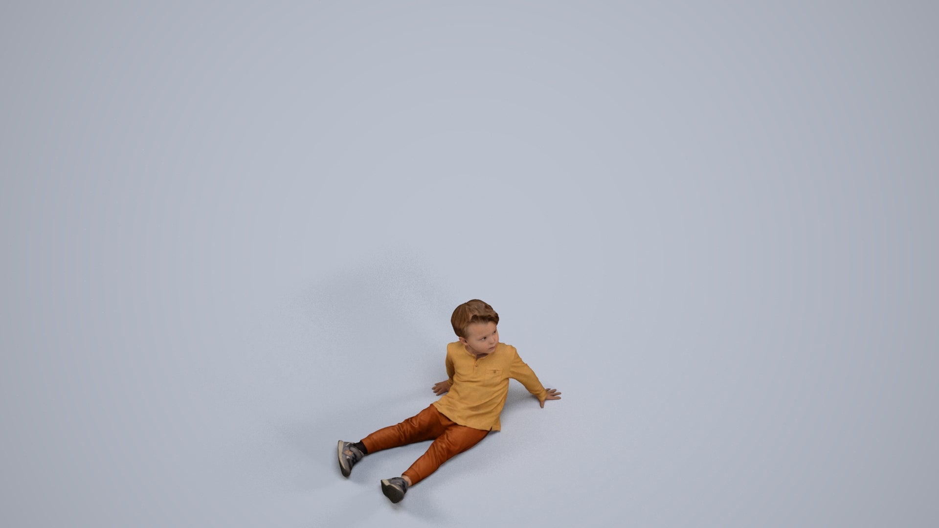 realistic 3D boy casual kids, scanned archviz people for Blender and 3ds Max, back view render