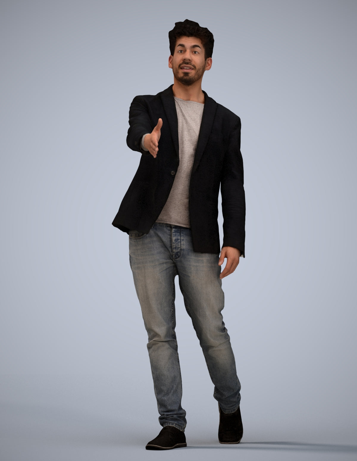 realistic 3D man casual business, scanned archviz people for Blender and 3ds Max