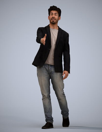 realistic 3D man casual business, scanned archviz people for Blender and 3ds Max