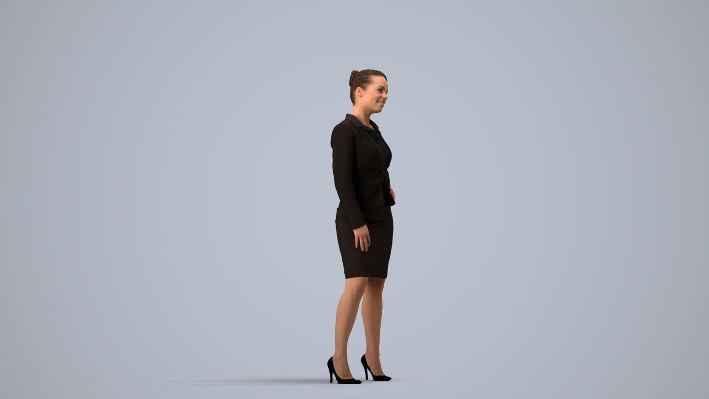 3D scanned woman business, photorealistic archviz people for Enscape and SketchUp, side view render