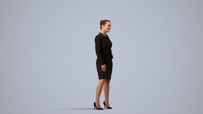 3D scanned woman business, photorealistic archviz people for Enscape and SketchUp, side view render