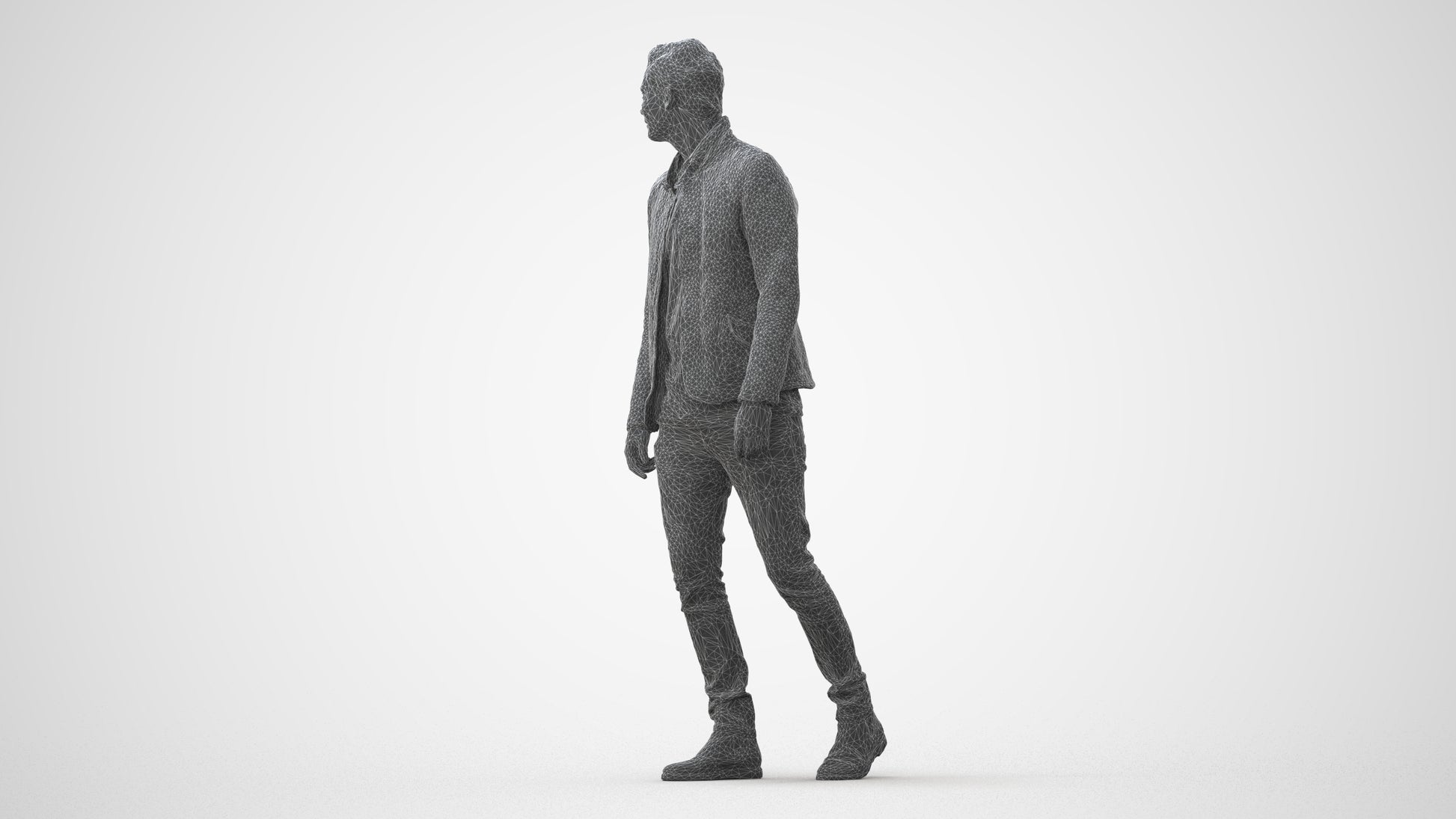 scanned 3D man casual walking, photogrammetry people for Enscape and V-Ray, square thumbnail