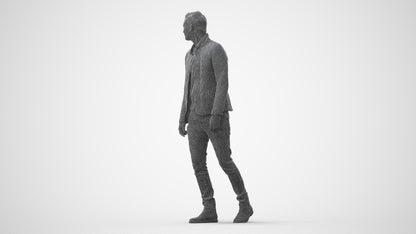 scanned 3D man casual walking, photogrammetry people for Enscape and V-Ray, square thumbnail