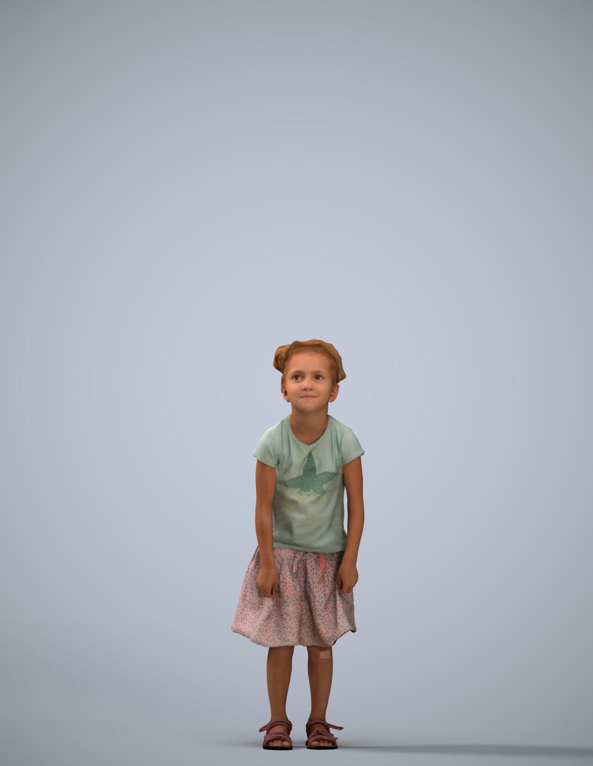 realistic 3D human girl casual kids, archviz people FBX OBJ for Blender