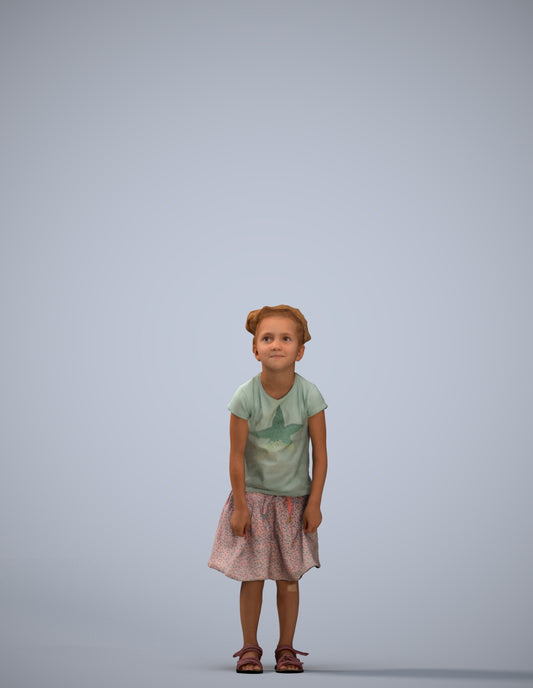 realistic 3D human girl casual kids, archviz people FBX OBJ for Blender
