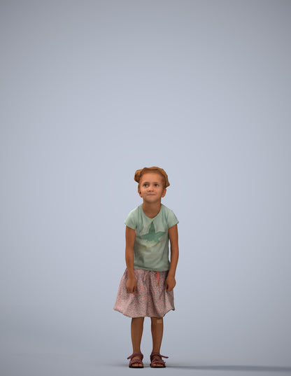 realistic 3D human girl casual kids, archviz people FBX OBJ for Blender