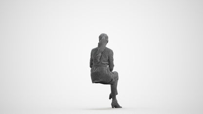 3D scanned woman business, photorealistic archviz people for Enscape and SketchUp, wireframe front view