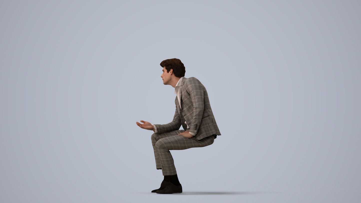 photogrammetry 3D man business, realistic human model archviz FBX, three-quarter view render