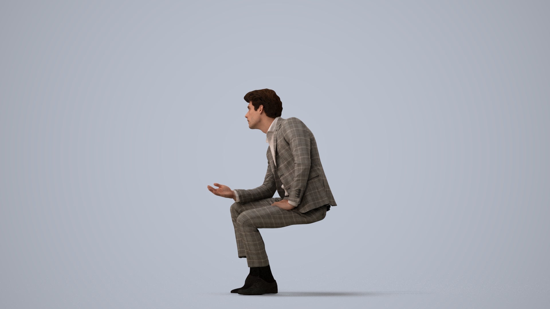 photogrammetry 3D man business, realistic human model archviz FBX, three-quarter view render