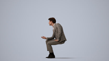 photogrammetry 3D man business, realistic human model archviz FBX, three-quarter view render