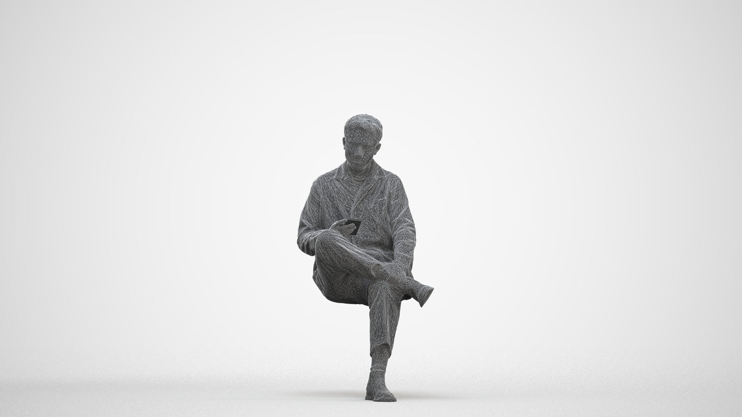 photogrammetry 3D man casual mix, realistic human model archviz FBX, top-down view render