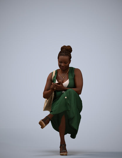 realistic 3D woman casual sitting, scanned archviz people for Blender and 3ds Max