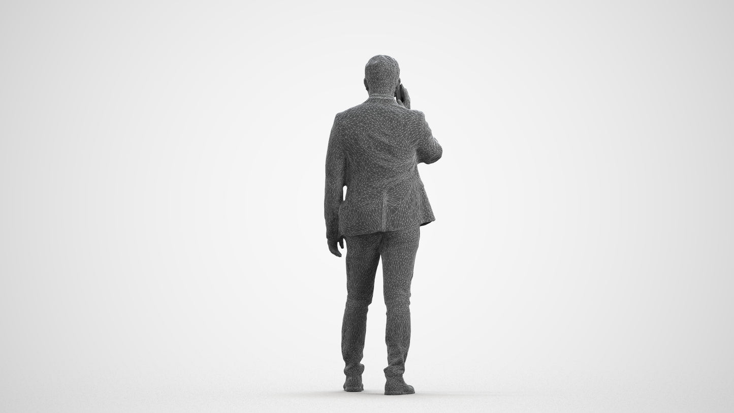 scanned 3D man business, photogrammetry people for Enscape and V-Ray, wireframe front view