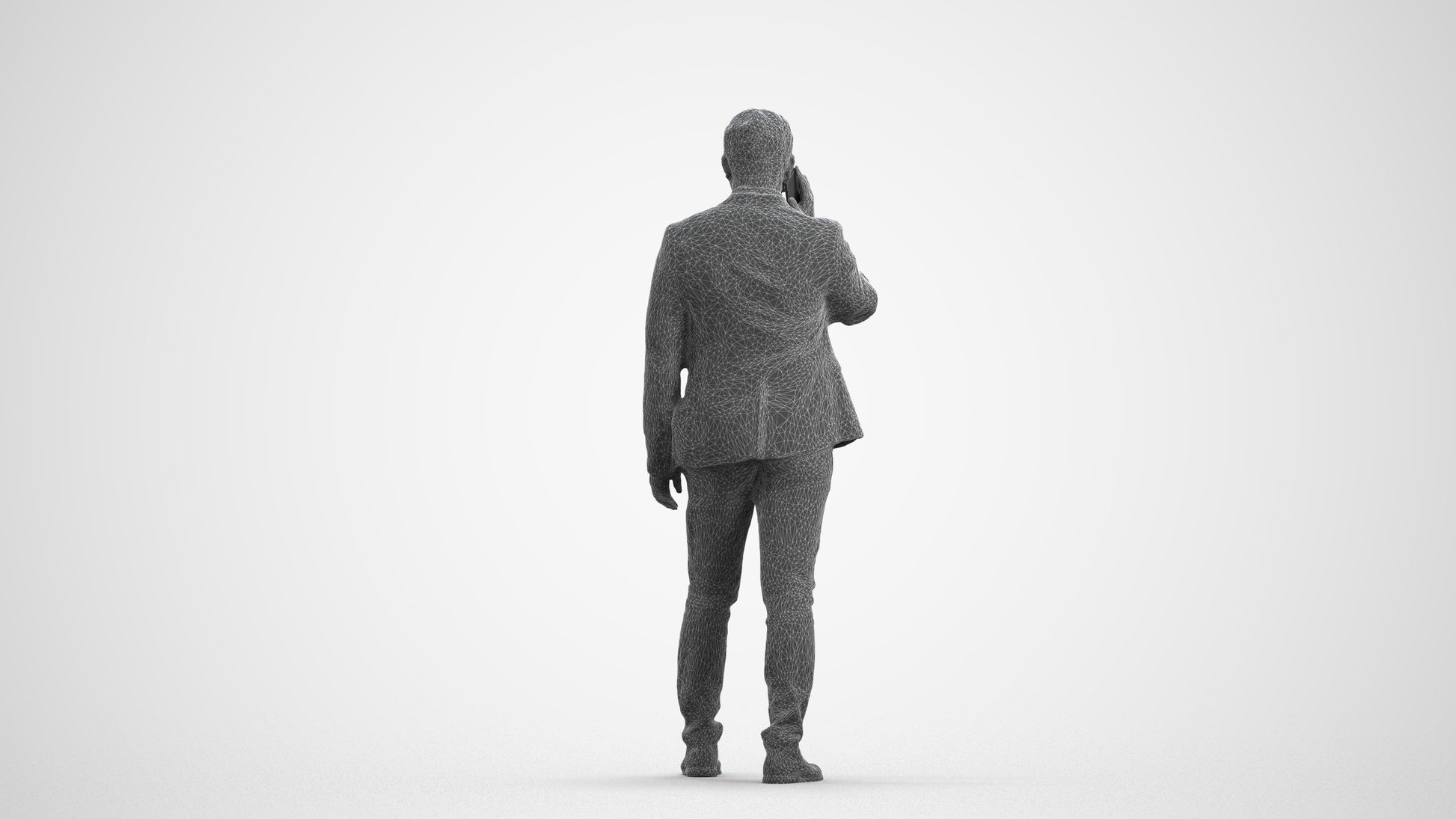 scanned 3D man business, photogrammetry people for Enscape and V-Ray, wireframe front view