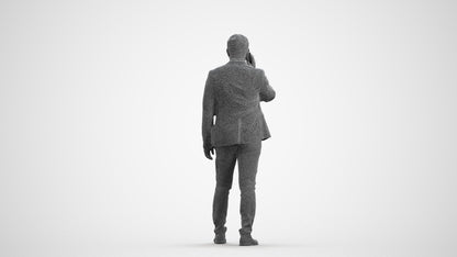 scanned 3D man business, photogrammetry people for Enscape and V-Ray, wireframe front view