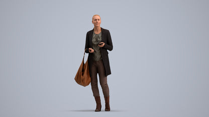 scanned 3D woman business walking, photogrammetry people for Enscape and V-Ray, standing pose render