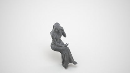 3D scanned woman formalaffairs formal, photorealistic archviz people for Enscape and SketchUp, wireframe three-quarter view