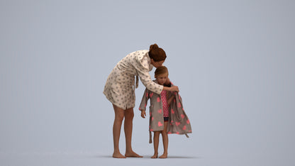 3D people model girl kids, scanned human for 3ds Max rendering, standing pose render