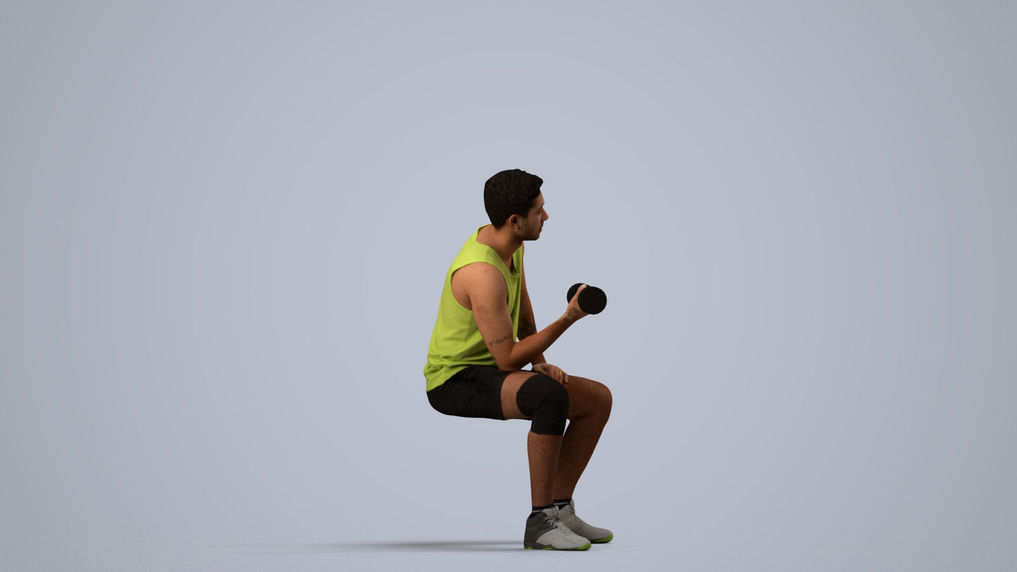 3D people model man sport, scanned human for 3ds Max rendering, side view render